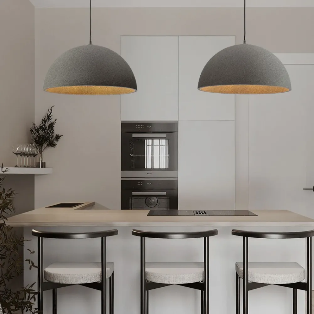 Lampadari Cucina-Selezionato da Mazzolaluce Lampadario cupola 50cm effetto pietra grigio antracite per cucina