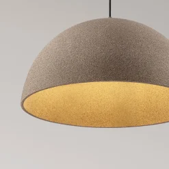 Lampadari Cucina-Selezionato da Mazzolaluce Lampadario cupola 60cm marrone effetto pietra per sala da pranzo