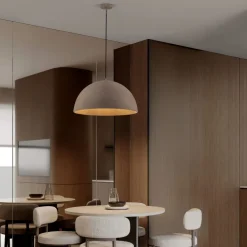 Lampadari Cucina-Selezionato da Mazzolaluce Lampadario cupola 60cm marrone effetto pietra per sala da pranzo
