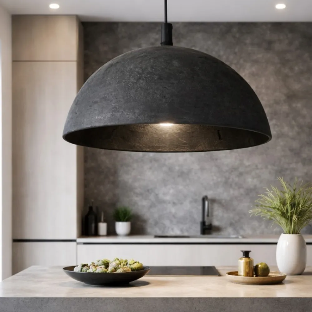 Lampadari Cucina-Selezionato da Mazzolaluce Lampadario cupola 42cm nera cartapesta per cucina moderna