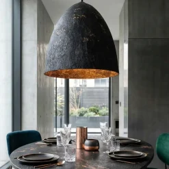 Lampadari Moderni-Selezionato da Mazzolaluce Lampadario cupola 50cm nero carta seta di gelso per sala da pranzo