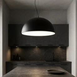 Lampadari Cucina-Selezionato da Mazzolaluce Lampadario cupola 70cm nero per cucina