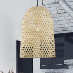 Lampadari Cucina-Selezionato da Mazzolaluce Lampadario cupola 40 cm rattan naturale per sala da pranzo