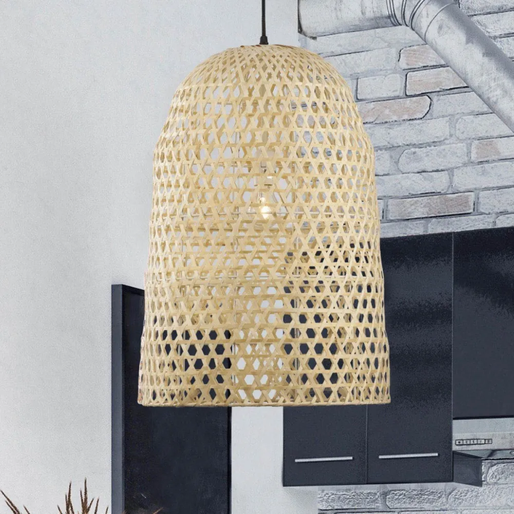 Lampadari Cucina-Selezionato da Mazzolaluce Lampadario cupola 40 cm rattan naturale per sala da pranzo