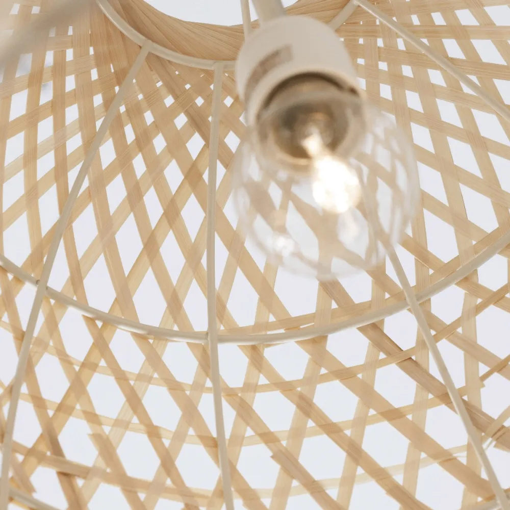 Lampadari Cucina-Selezionato da Mazzolaluce Lampadario cupola 40 cm rattan naturale per sala da pranzo