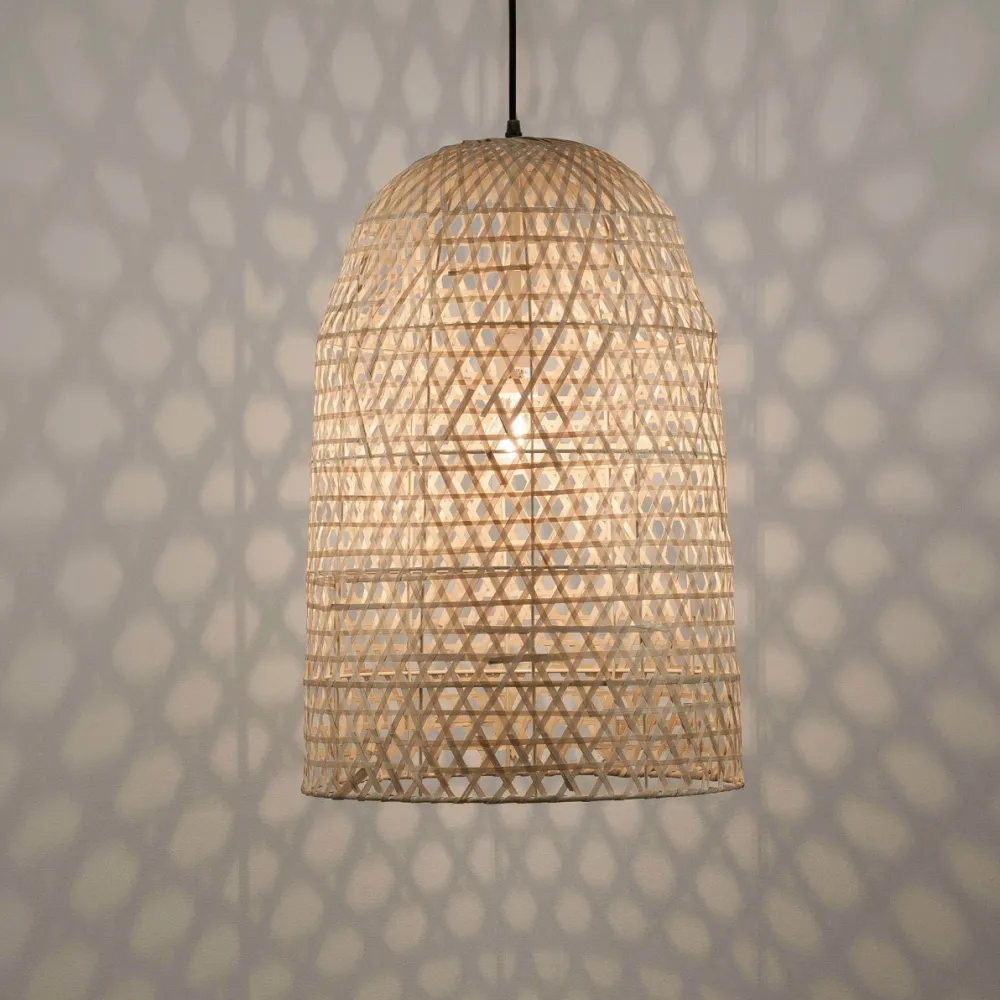 Lampadari Cucina-Selezionato da Mazzolaluce Lampadario cupola 40 cm rattan naturale per sala da pranzo