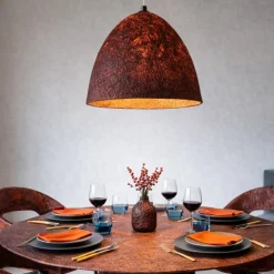 Lampadari Moderni-Selezionato da Mazzolaluce Lampadario cupola 36cm rossa a sospensione carta seta di gelso