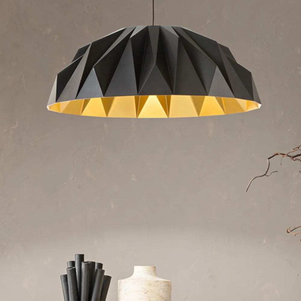 Lampadari Cucina-Perenz Illuminazione Lampadario cupola design nero oro prisma perenz per tavolo da pranzo