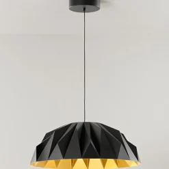 Lampadari Cucina-Perenz Illuminazione Lampadario cupola design nero oro prisma perenz per tavolo da pranzo
