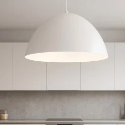 Lampadari Cucina-Selezionato da Mazzolaluce Lampadario cupola di metallo bianco 50cm per cucina moderna