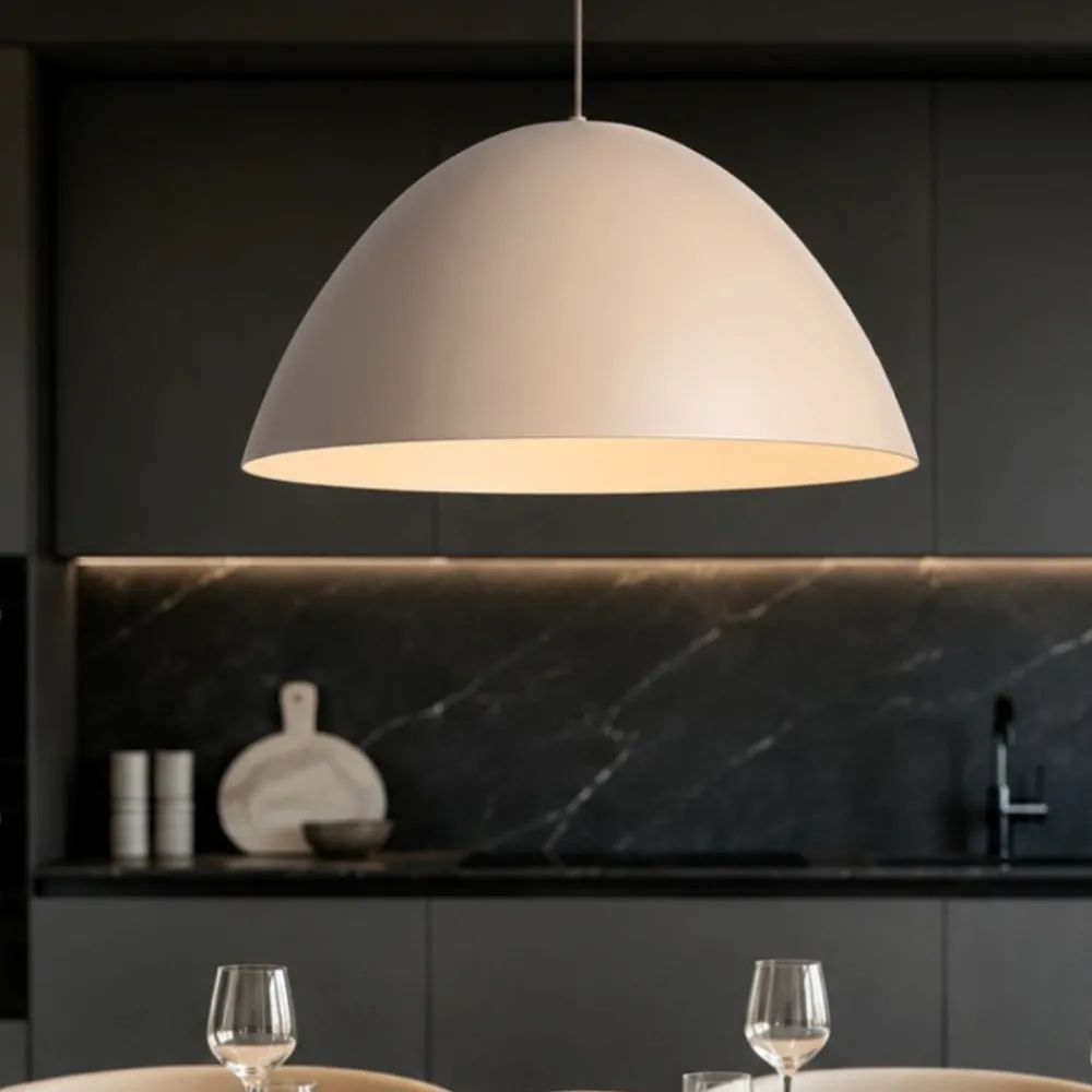 Lampadari Cucina-Selezionato da Mazzolaluce Lampadario cupola di metallo 50 cm sabbia per cucina