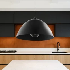 Lampadari Cucina-Selezionato da Mazzolaluce Lampadario cupola di metallo nero 34cm per cucina