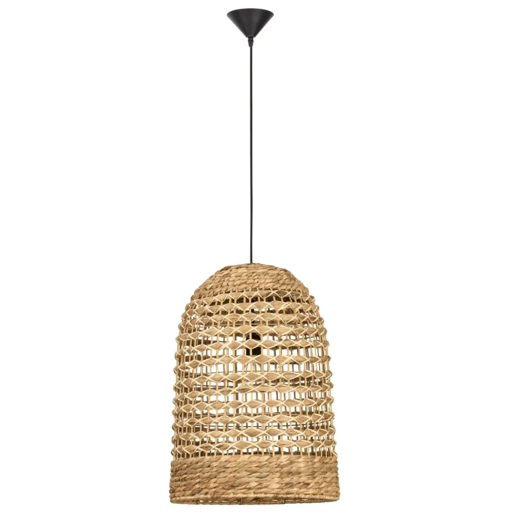Lampadari Moderni-Selezionato da Mazzolaluce Lampadario cupola di rattan e giacinto essiccato per soggiorno