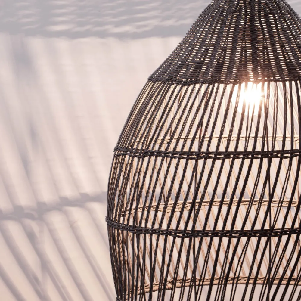 Lampadari Cucina-Selezionato da Mazzolaluce Lampadario cupola di rattan grigio 42 cm per cucina