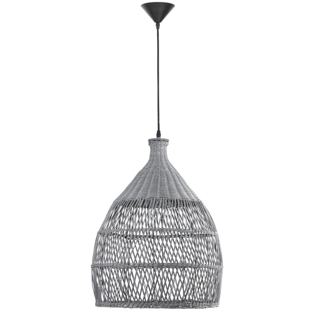 Lampadari Cucina-Selezionato da Mazzolaluce Lampadario cupola di rattan grigio 42 cm per cucina