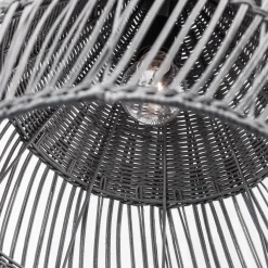 Lampadari Cucina-Selezionato da Mazzolaluce Lampadario cupola di rattan grigio 42 cm per cucina