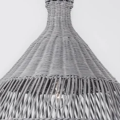 Lampadari Cucina-Selezionato da Mazzolaluce Lampadario cupola di rattan grigio 42 cm per cucina