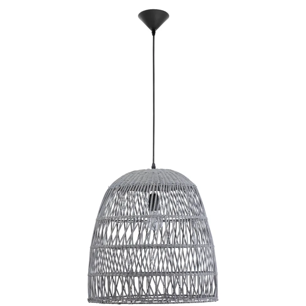 Lampadario Camera Da Letto-Selezionato da Mazzolaluce Lampadario cupola di rattan grigio 46 cm per camera da letto