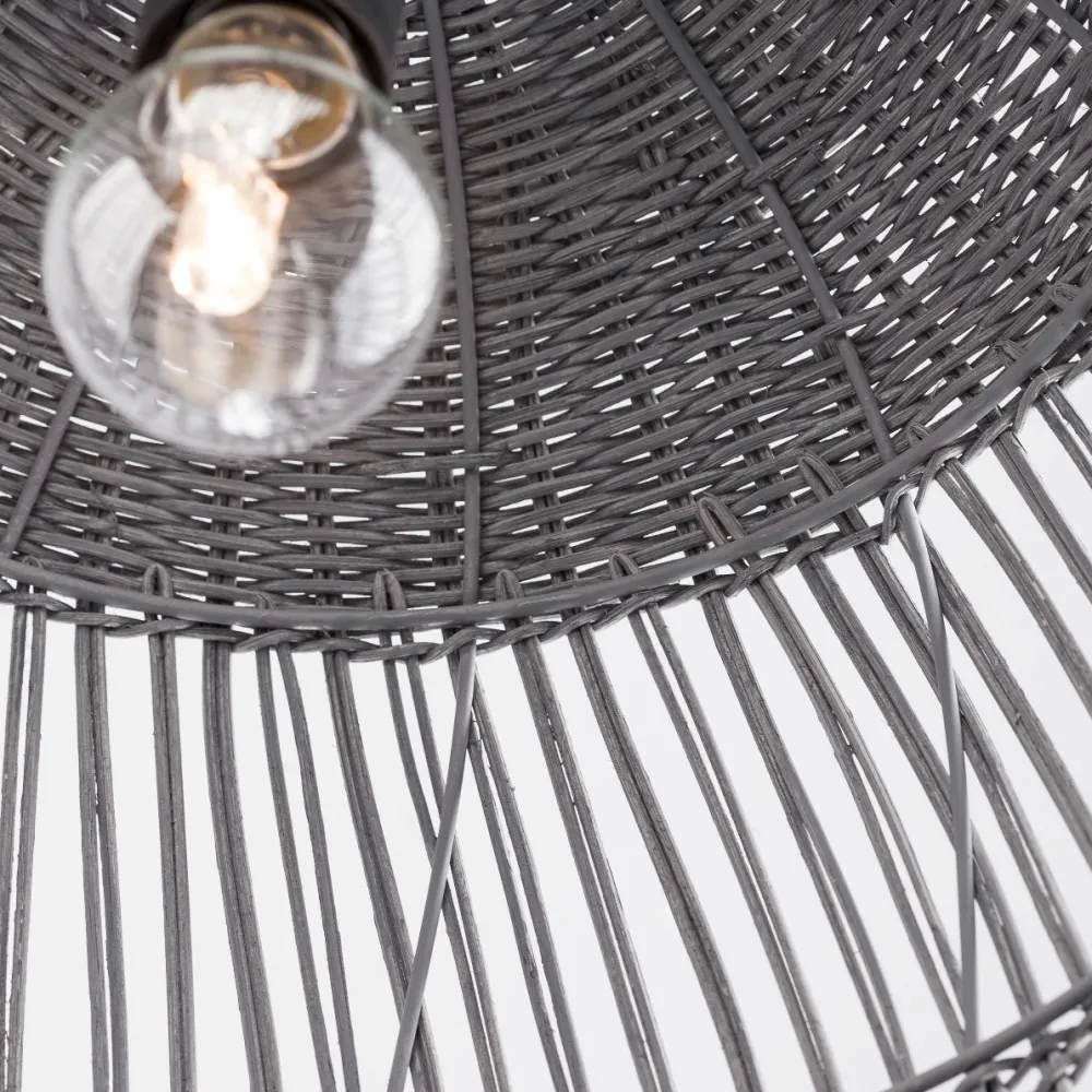 Lampadario Camera Da Letto-Selezionato da Mazzolaluce Lampadario cupola di rattan grigio 46 cm per camera da letto