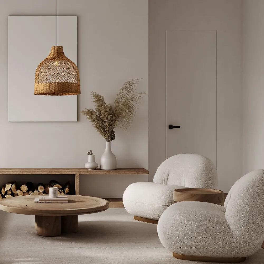 Lampadari Moderni-Selezionato da Mazzolaluce Lampadario cupola di rattan miele a sospensione 40 cm per soggiorno