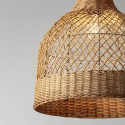 Lampadari Moderni-Selezionato da Mazzolaluce Lampadario cupola di rattan miele a sospensione 40 cm per soggiorno