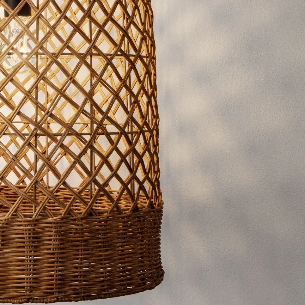 Lampadari Moderni-Selezionato da Mazzolaluce Lampadario cupola di rattan miele intrecciato 41 cm per sala da pranzo