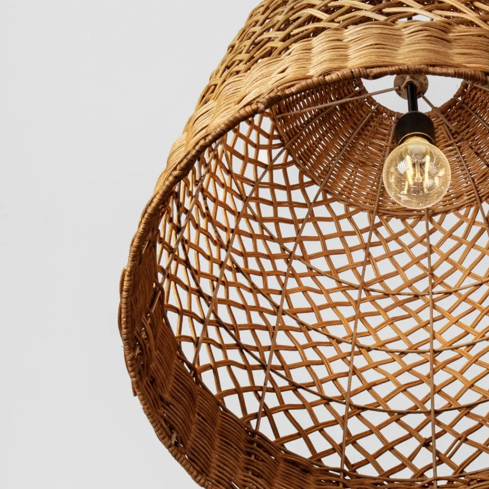 Lampadari Moderni-Selezionato da Mazzolaluce Lampadario cupola di rattan miele intrecciato 41 cm per sala da pranzo
