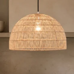 Lampadari Cucina-Selezionato da Mazzolaluce Lampadario cupola di rattan naturale 40 cm per cucina