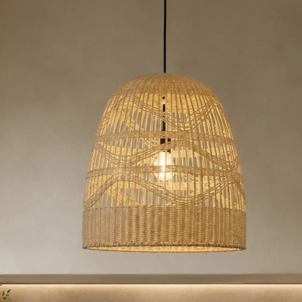 Lampadari Cucina-Selezionato da Mazzolaluce Lampadario cupola di rattan naturale 46 cm per cucina