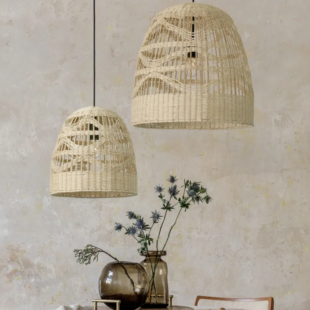 Lampadari Cucina-Selezionato da Mazzolaluce Lampadario cupola di rattan naturale 46 cm per cucina