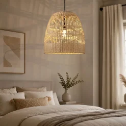 Lampadari Cucina-Selezionato da Mazzolaluce Lampadario cupola di rattan naturale 46 cm per cucina