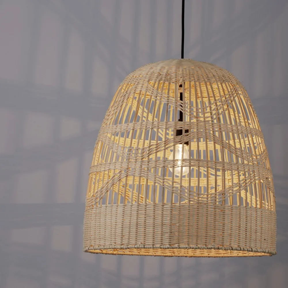 Lampadari Cucina-Selezionato da Mazzolaluce Lampadario cupola di rattan naturale 46 cm per cucina