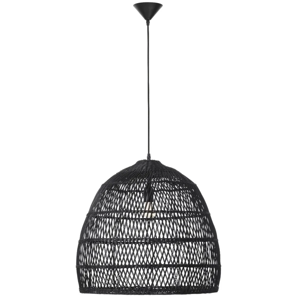 Lampadari Moderni-Selezionato da Mazzolaluce Lampadario cupola di rattan nero per soggiorno sala da pranzo