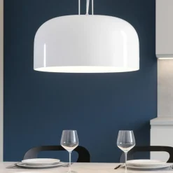 Lampadari Cucina-Perenz Illuminazione Lampadario cupola di vetro bianco 40cm per cucina moderna perenz