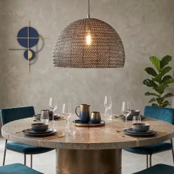 Lampadari Moderni-Selezionato da Mazzolaluce Lampadario cupola maglie di metallo ottone invecchiato