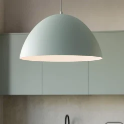 Lampadari Cucina-Selezionato da Mazzolaluce Lampadario cupola metallo celeste 50cm per cucina