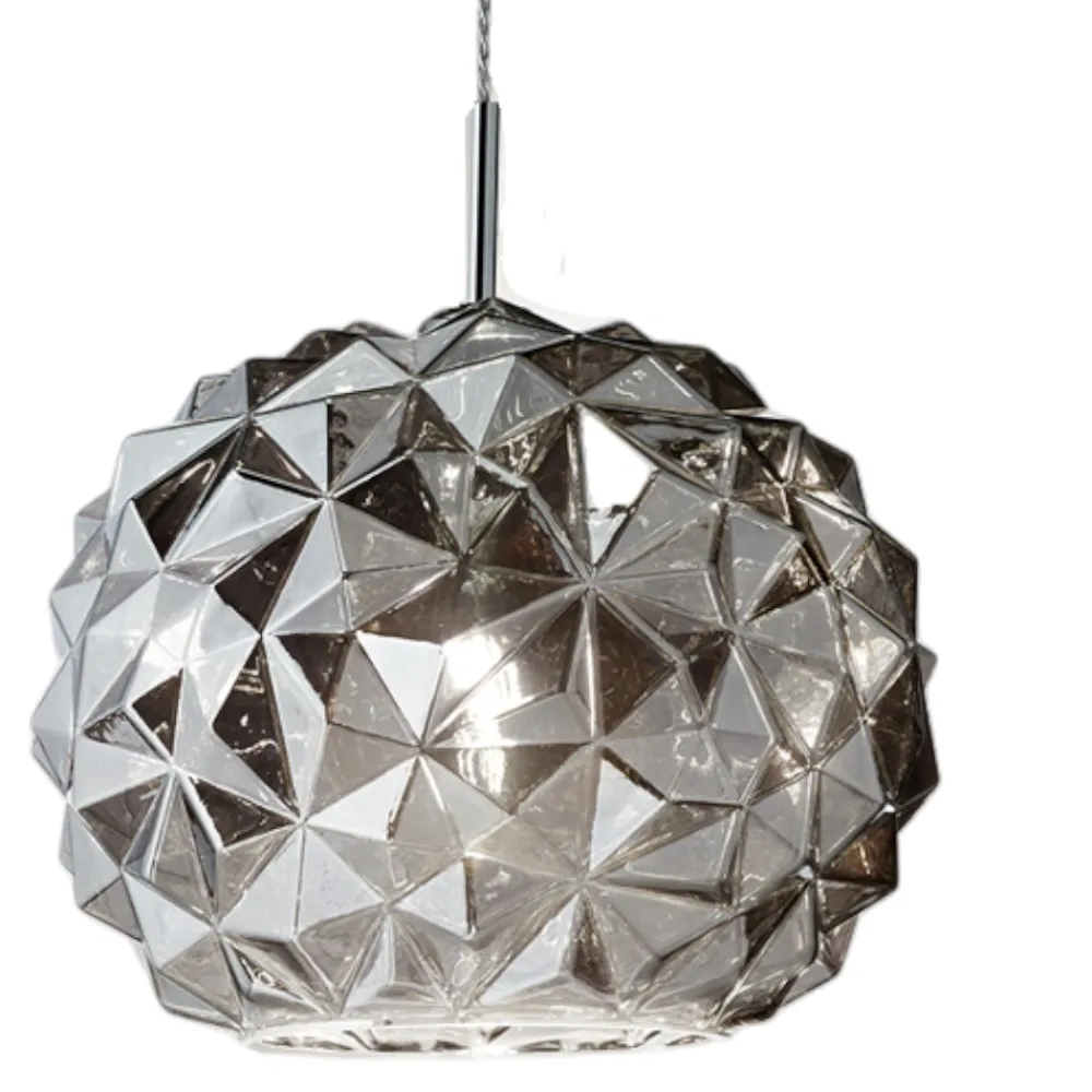 Lampadario Camera Da Letto-Perenz Illuminazione Lampadario da camera da letto meteora sfera di vetro fume specchiato perenz