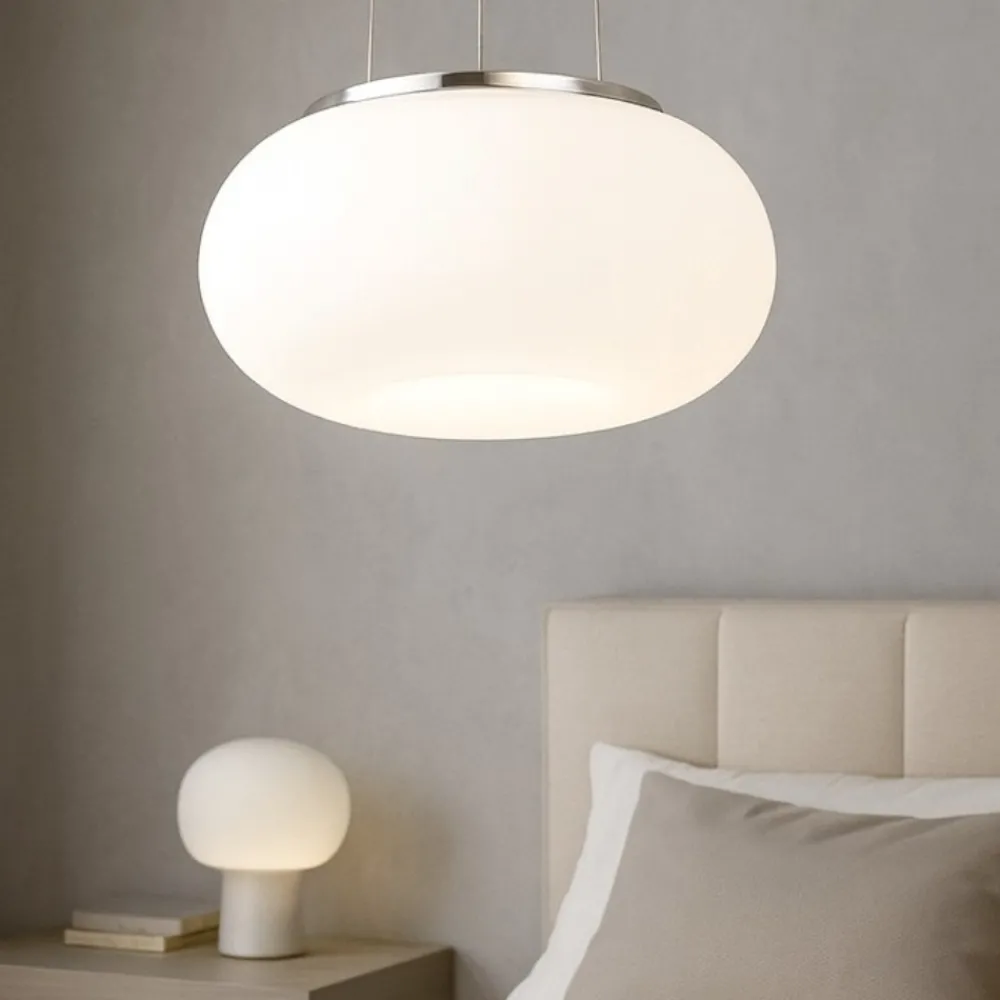 Lampadario Camera Da Letto-Eglo Lampadario da camera da letto di vetro bianco optica