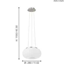 Lampadario Camera Da Letto-Eglo Lampadario da camera da letto di vetro bianco optica