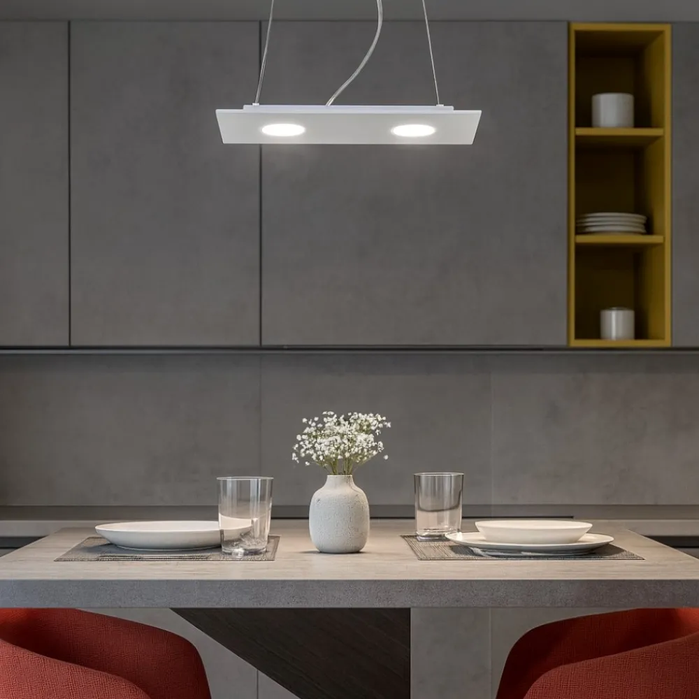 Lampadari Cucina-Affralux Lampadario da cucina flet bianco rettangolare