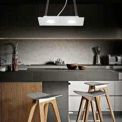 Lampadari Cucina-Affralux Lampadario da cucina flet bianco rettangolare