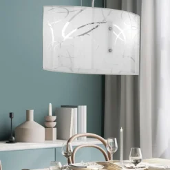 Lampadari Cucina-Selezionato da Mazzolaluce Lampadario da cucina bianco in vetro satinato decorato