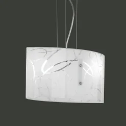 Lampadari Cucina-Selezionato da Mazzolaluce Lampadario da cucina bianco in vetro satinato decorato