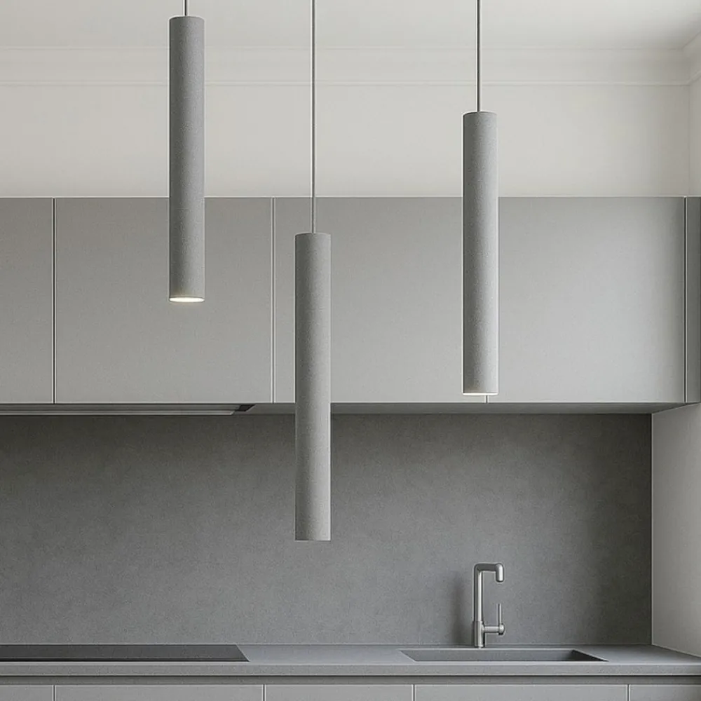 Lampadari Cucina-Top Light Lampadario da cucina con decentramento cilindri grigio