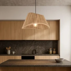 Lampadari Cucina-Selezionato da Mazzolaluce Lampadario da cucina conico marrone in corda