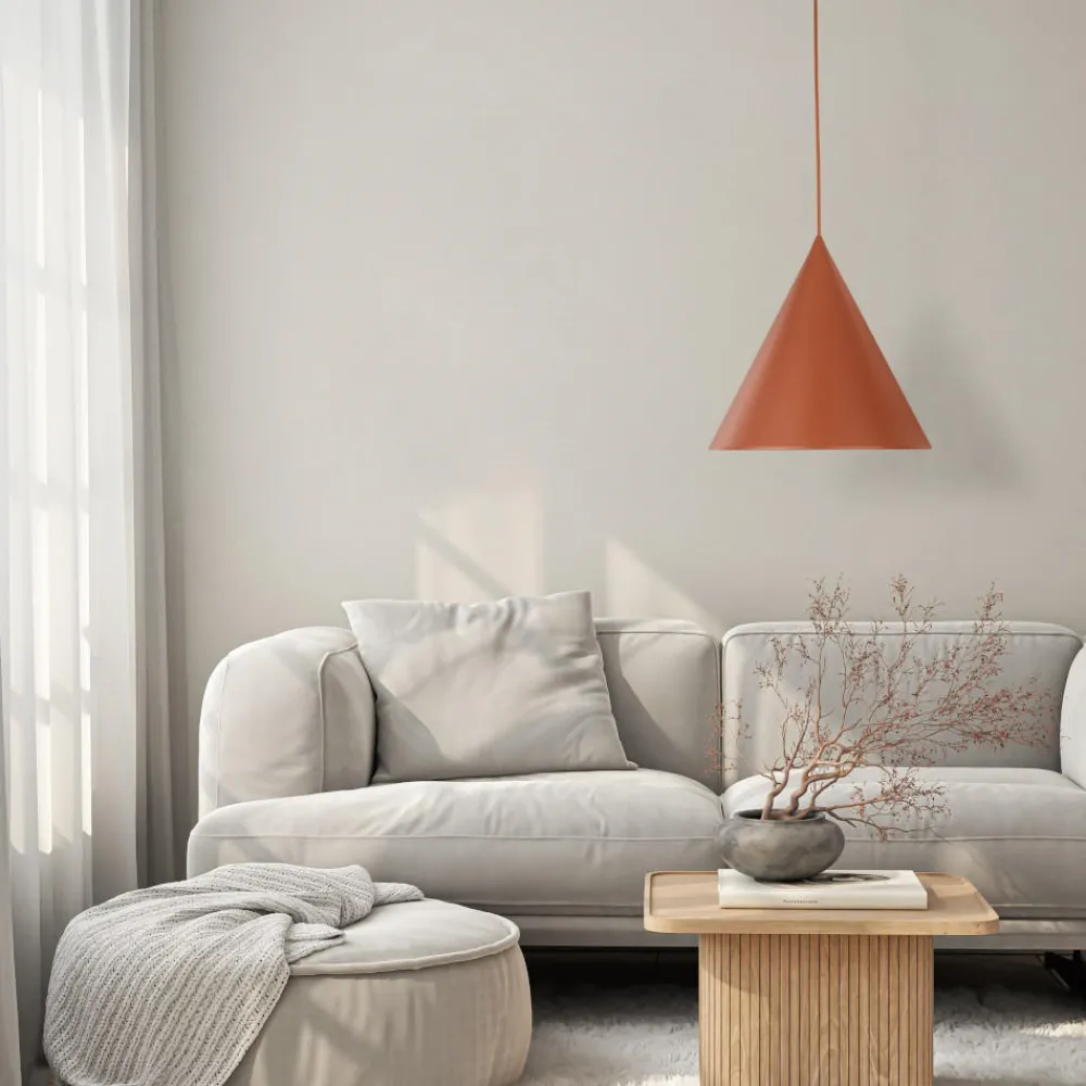 Lampadari Cucina-Selezionato da Mazzolaluce Lampadario da cucina cono 33 cm colore mattone