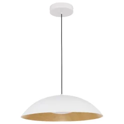 Lampadari Cucina-Selezionato da Mazzolaluce Lampadario da cucina cupola bianca e legno led 3000k dimmerabile