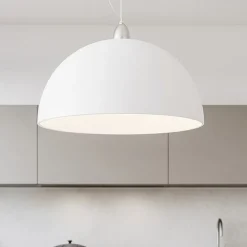 Lampadari Cucina-Selezionato da Mazzolaluce Lampadario da cucina cupola 40cm di vetro bianco