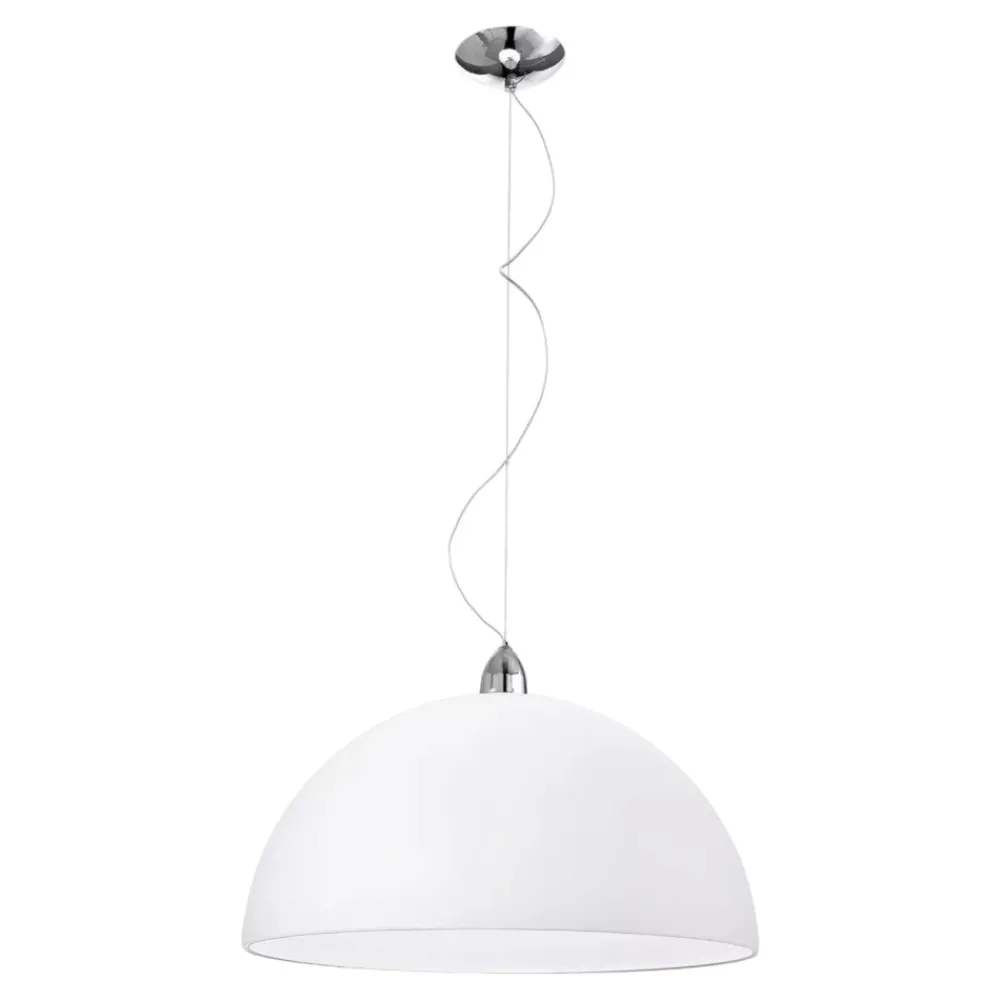 Lampadari Cucina-Selezionato da Mazzolaluce Lampadario da cucina cupola 40cm di vetro bianco