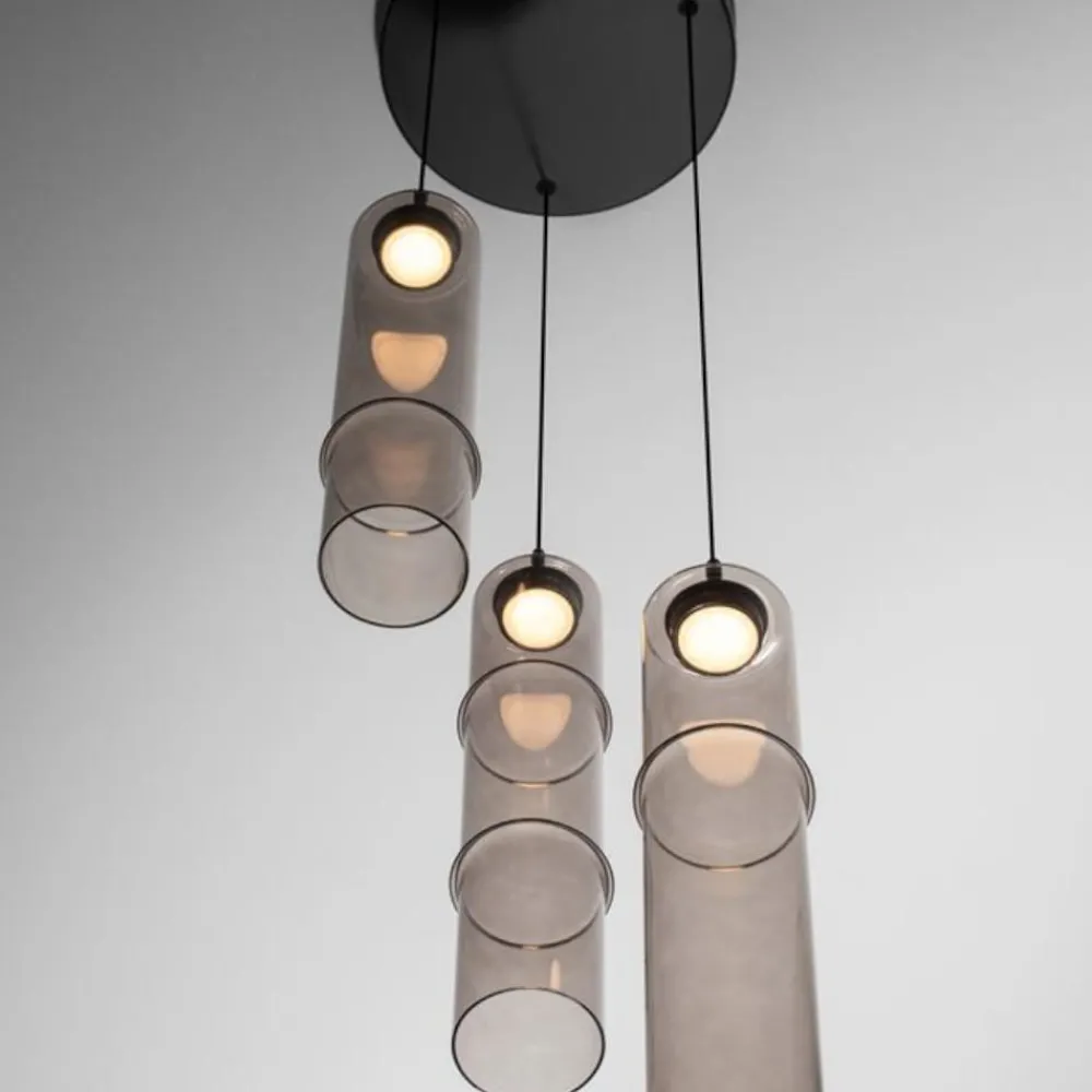 Lampadari Cucina-Selezionato da Mazzolaluce Lampadario da cucina design moderno led 3000k vetri moka cilindri